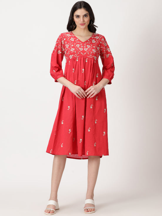 Maroon Ethnic Maxi Dress